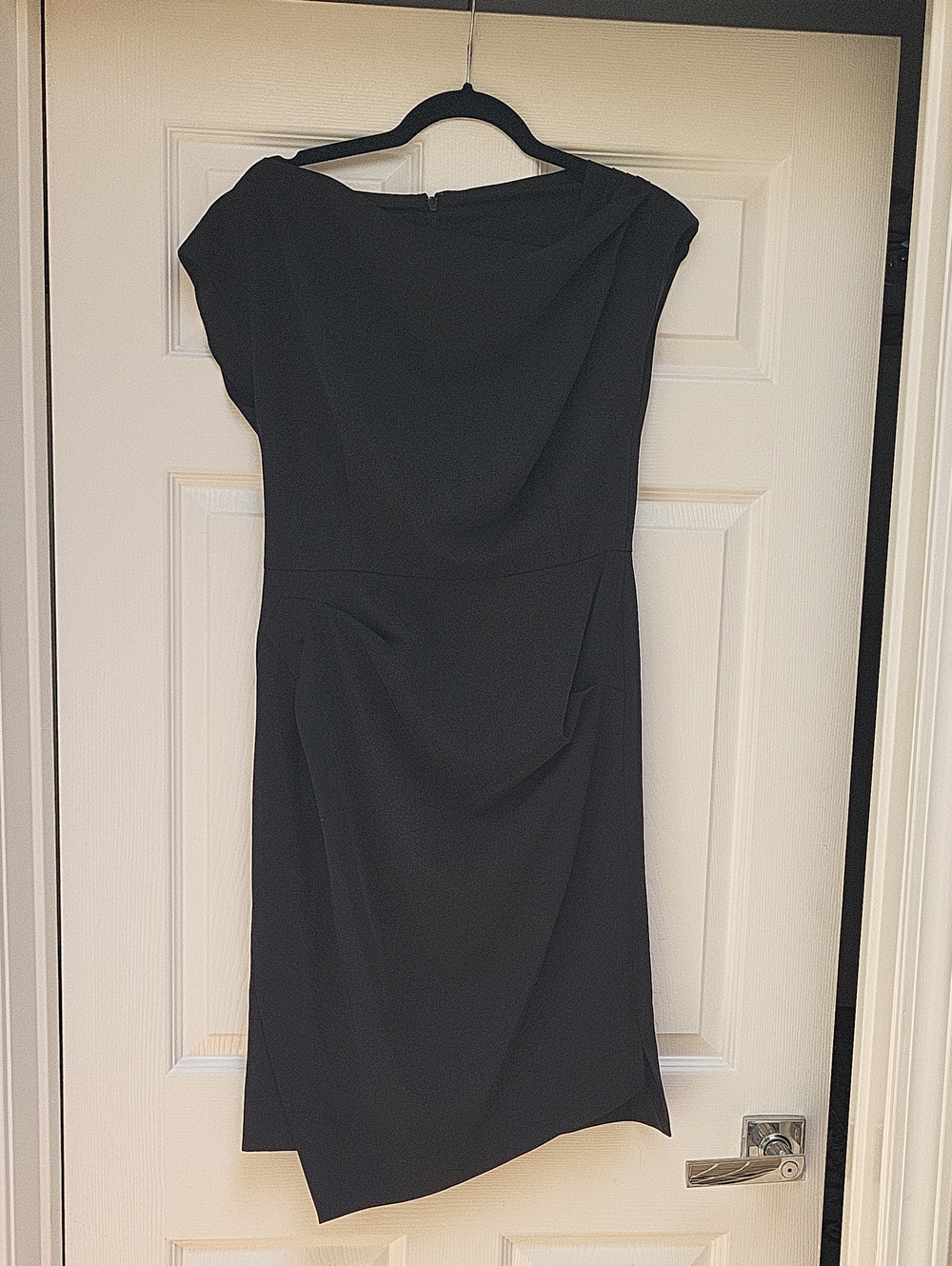 Anne Klein Black Asymmetrical One-Shoulder Sheath Dress